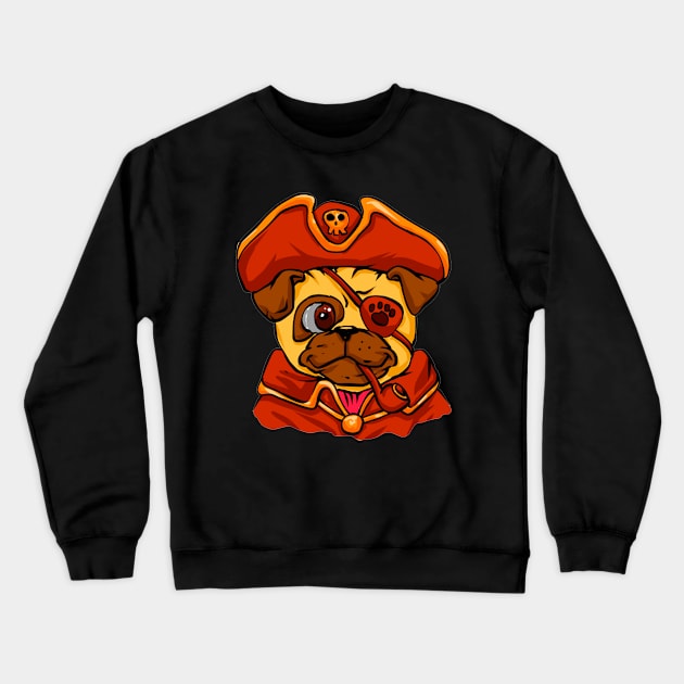 Pirate Pug Crewneck Sweatshirt by Mako Design 